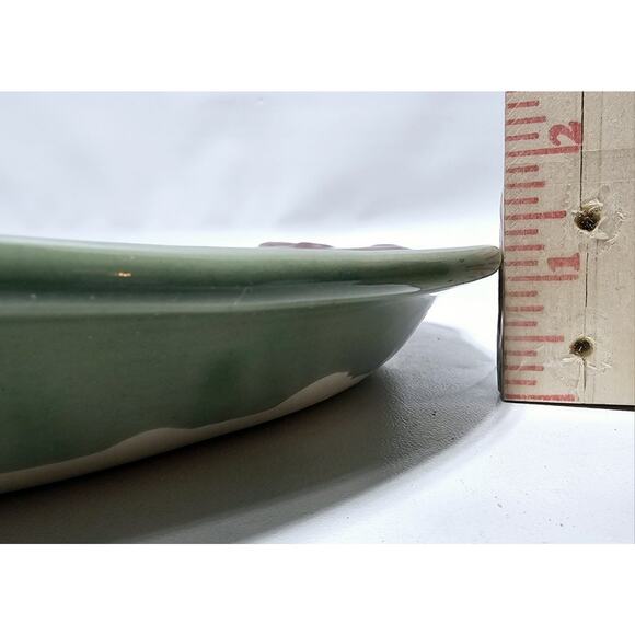 Kent Follette Pottery Chicken Serving Dish Tray Signed Cranberry/Green EUC - Picture 7 of 9